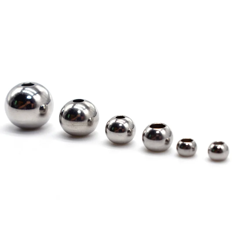 

50pcs Stainless Steel Big Hole Spacer Beads 3/4/5/6/8/10/12mm Round Ball Steel Charm Metal Beads Fit Bracelets DIY Jewelry Make