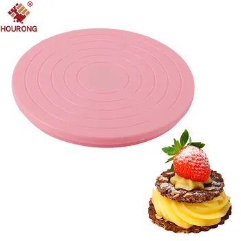 

HOURONG 1 PC Cake Turntable Rotating Cake Decorating Turntable Anti-skid Plastic Round Stand Cake Rotary Table With Scale