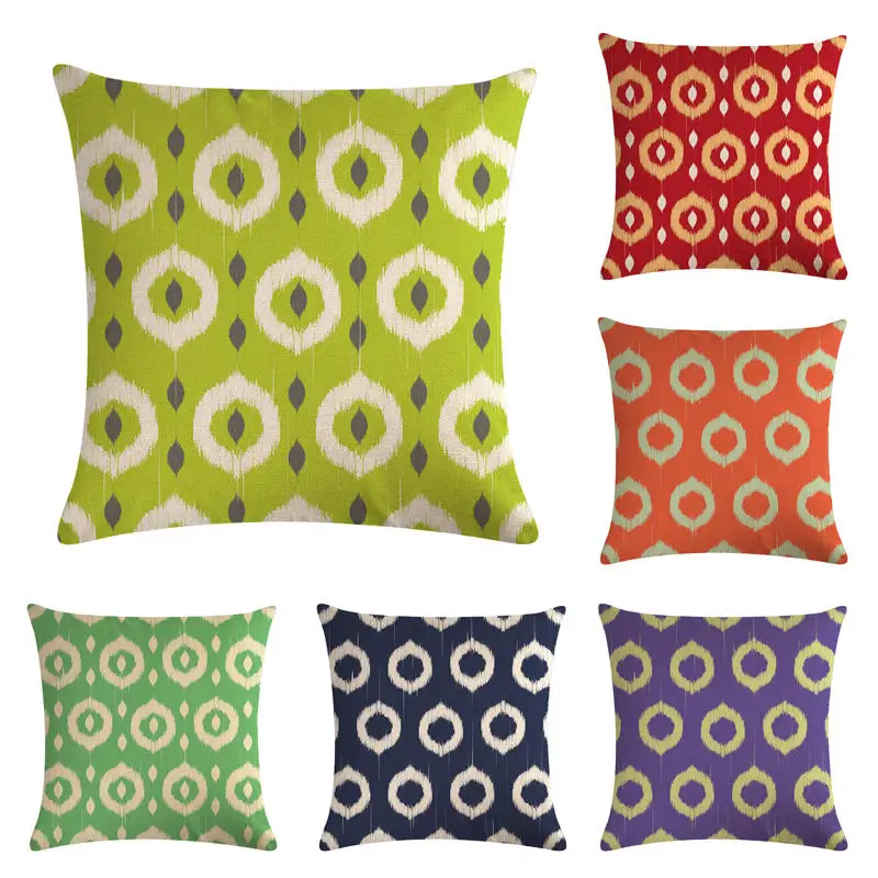 45cm*45cm Fresh dentate circular geometry pattern linen/cotton throw