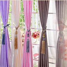 Полиэфирная ткань с украшением и 50% полу-плотные шторы в простом стиле для гостиной, Цвет: фиолетовый, розовый, коричневый окна soild занавес для создания тени