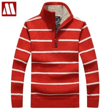 Скидка 50%, модные пуловеры для мужчин, новинка, мужские полосатые свитера, половина молнии, трикотаж, осень и зима, мужской свитер, Pull Homme