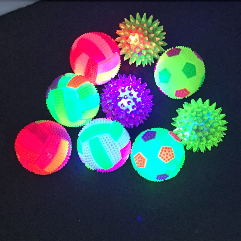 

Led toys 6PCS Luminous Volleyball Elastic Ball Luminous Football With Whistle Massage Ball Bouncing Stinging Ball Glowing Toys