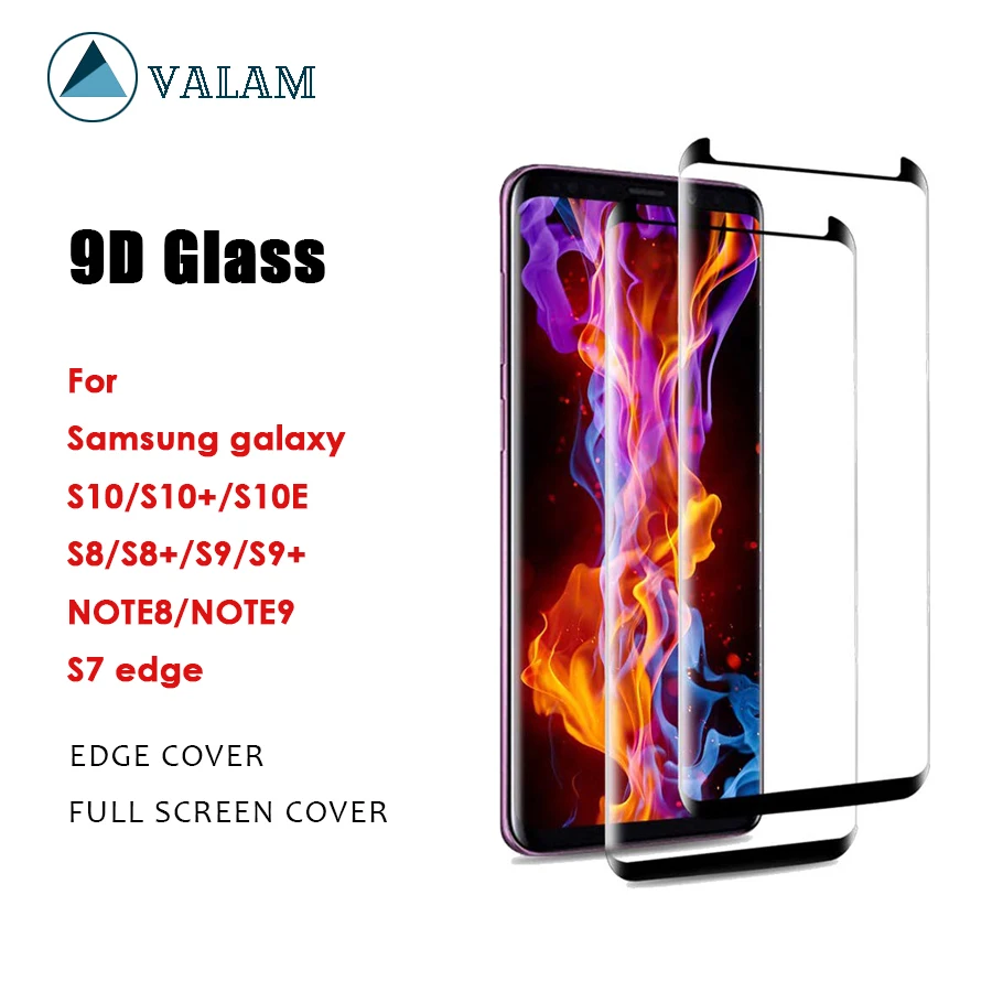 

VALAM 9D Tempered Glass For Samsung Galaxy S10 9 S8 Plus 10E Note9 Screen Protector For Samsung S7edge note9 9H Protective Film