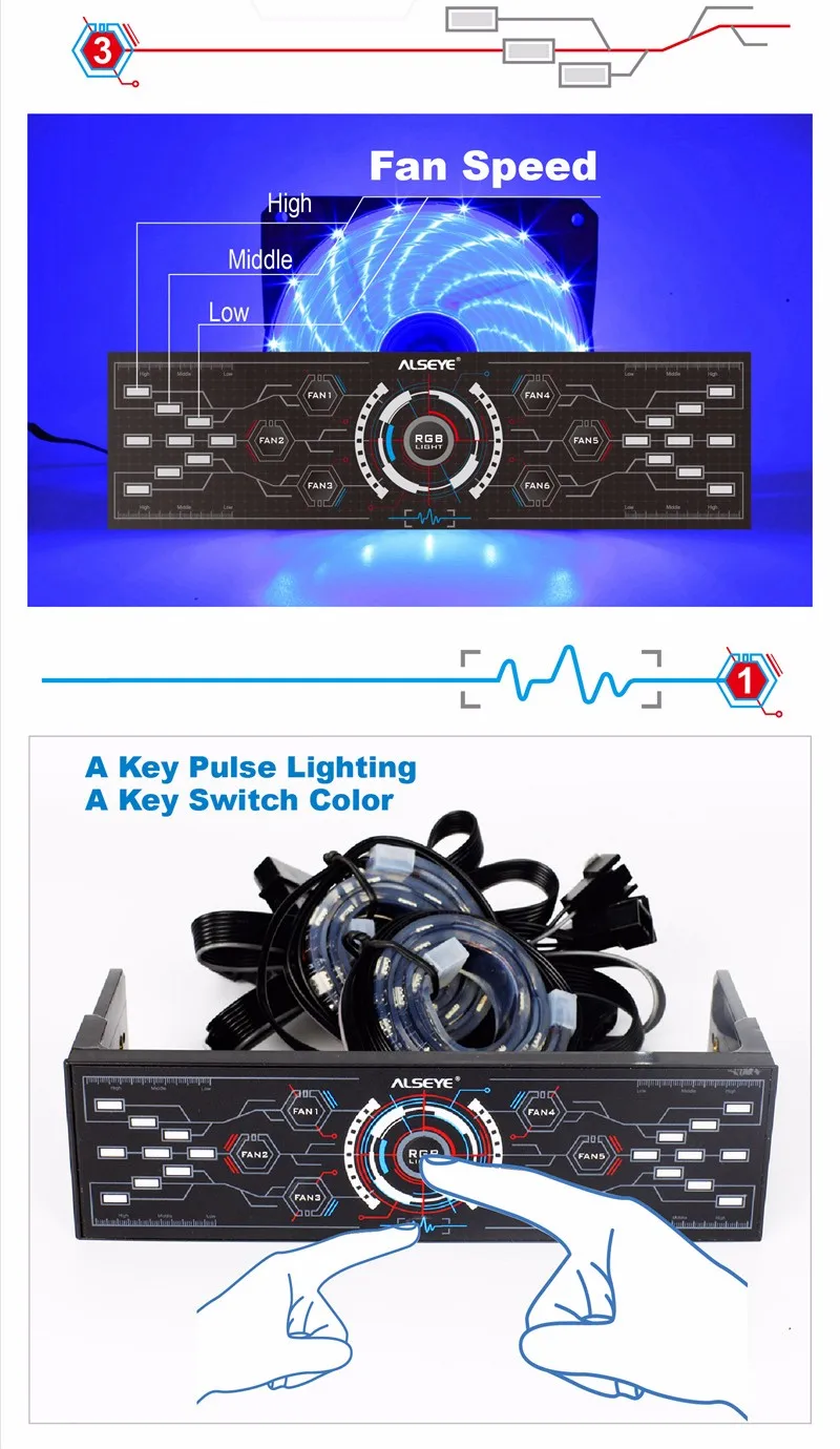 Купить alseye пк контроллер вентилятора, 6 каналы с двойной магнитной ...