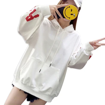 

Russian Hot New Thin Hoodies Women Casual Loose Large Size Women's Top Printing Letters Hooded Sweatshirt Trend Streetwear