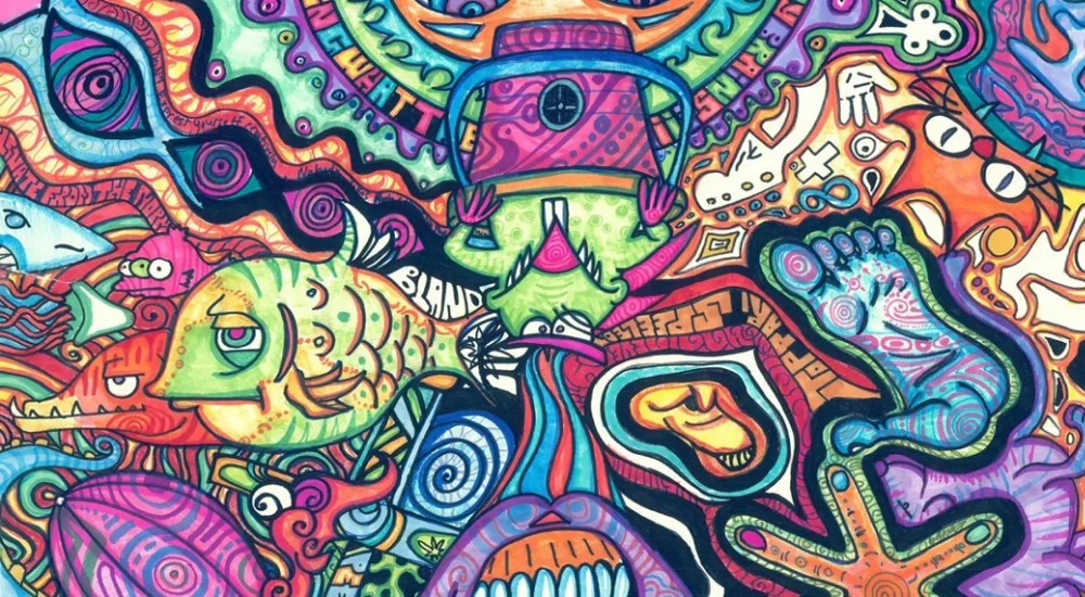 Trippy Psychedelic Art Fabric Poster 21 x 13" T52 