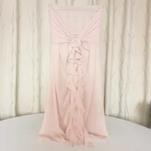 50pcs chiffon chair sashes wedding ruffled chair hood curely chair cover sashes free shipping free shipping for swan chair cashmere