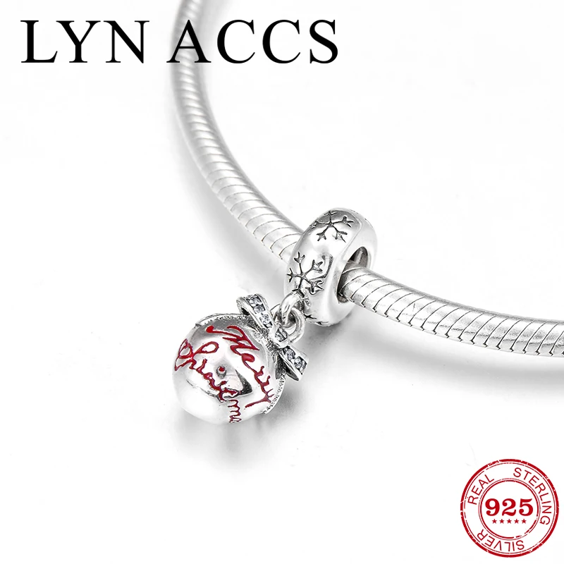 

Christmas DIY Gift 925 sterling silver Bow Round Metal Pendant snowflake Bead Fit Original Pandora Charm Bracelet Jewelry Making