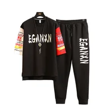 M-3XL 4XL Весна Лето спортивный костюм мужской комплект модный мужской спортивный костюм со штанами шаровары для бега мужские спортивные наборы