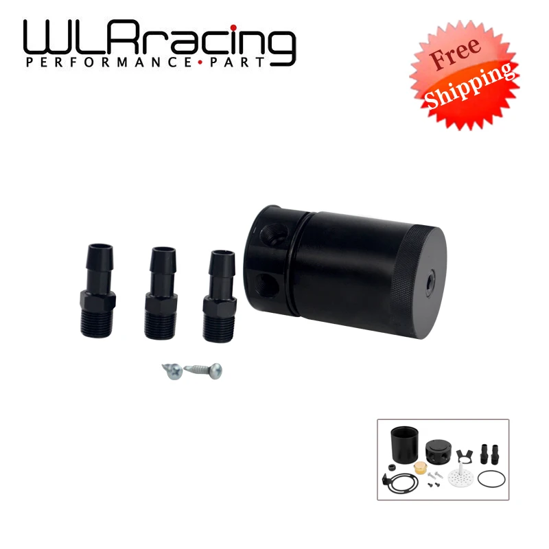 WLRING STORE FREE SHIPING BLACK BAFFLED 3 PORT OIL CATCH CAN TANK AIR OIL SEPARATOR WLR