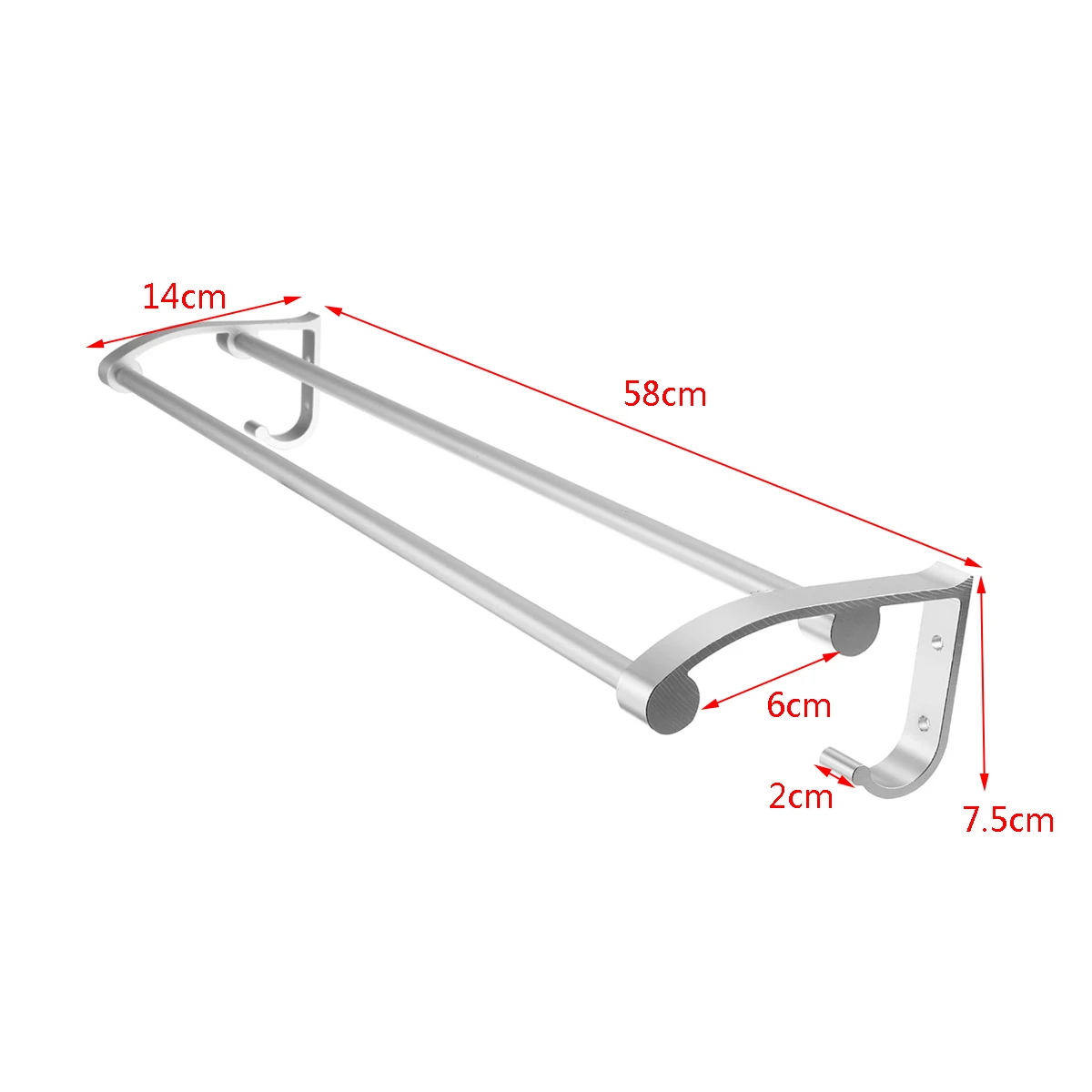 E Aluminum Double Shelf Wall Mounted Bathroom Towel Rail Rack E Aluminum Double Shelf Wall Mounted Bathroom Towel Rail Rack Holder Hook Dual Row Elegant Design Smooth Surface Polished In Racks From Home