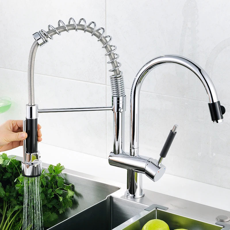 FLG Бесплатная доставка Torneira Cozinha полированный хром латунь двойной Spouts 360 градусов