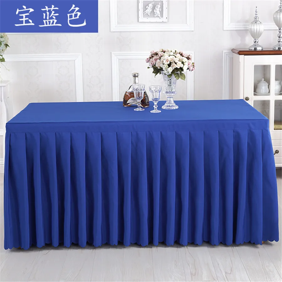 White color 100% polyester fabric one-piece table skirt with tablecloth Pleated Table Cover for wedding party banquet decoration