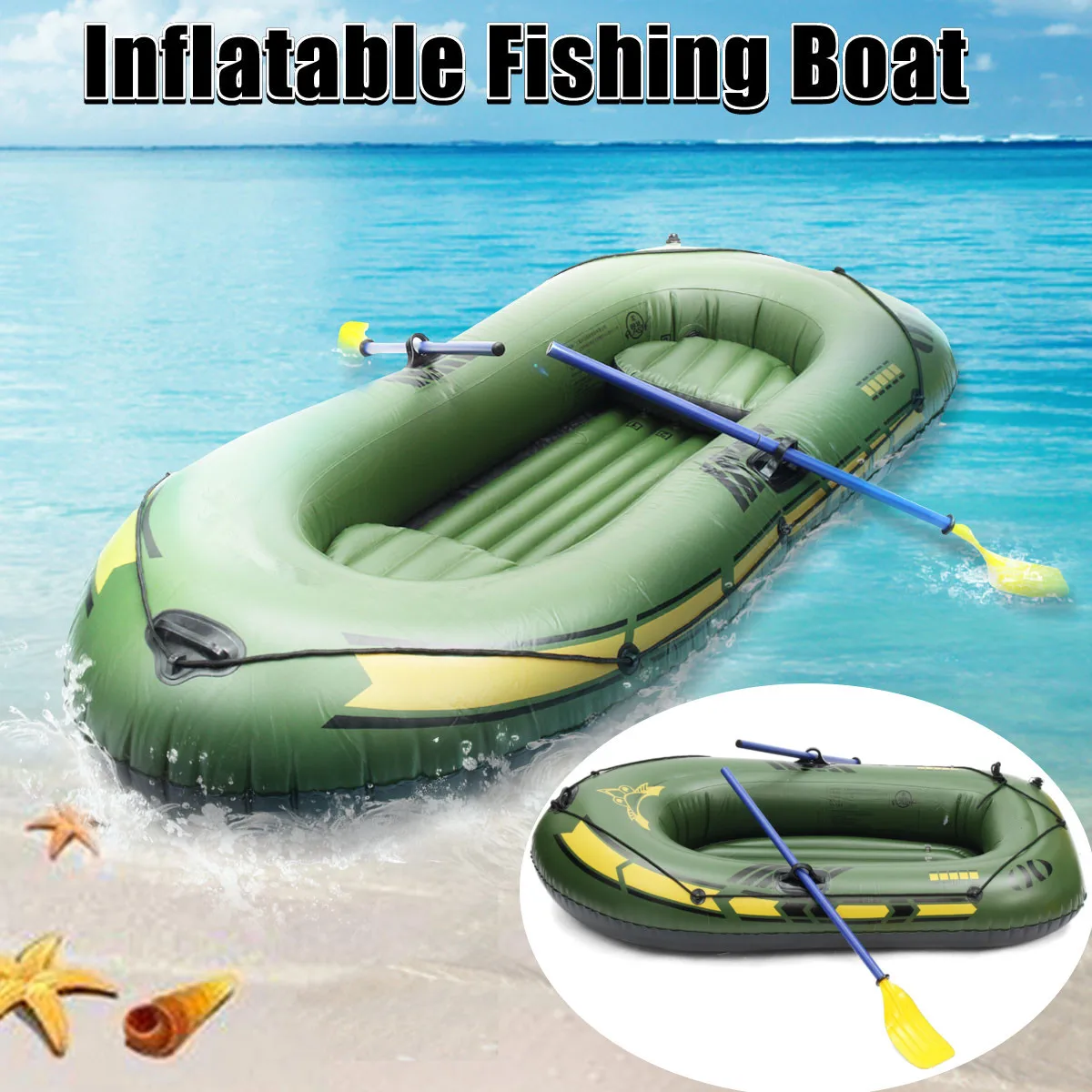 

Sports 2/3Person Thickening PVC Inflatable Boat Raft River Lake Dinghy Boat Pump Fishing Boat with Oars Set Load