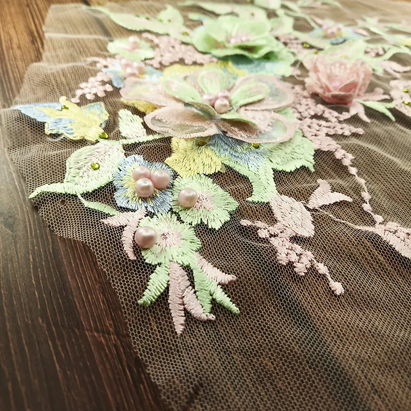 Embroidered Flower Patch Embroidery Beaded Applique Lace Patches For Clothing Wedding (3)
