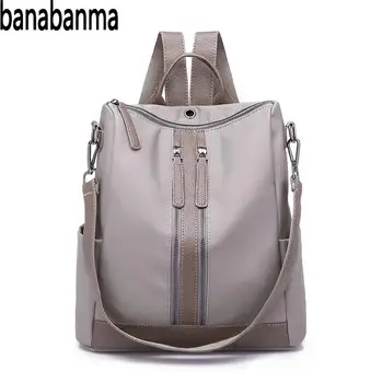 

PinShang Women Backpack Double Shoulder Bag Oxford Cloth Headphone Jack Backpack Stylish Solid Color Backpack for Women ZK40