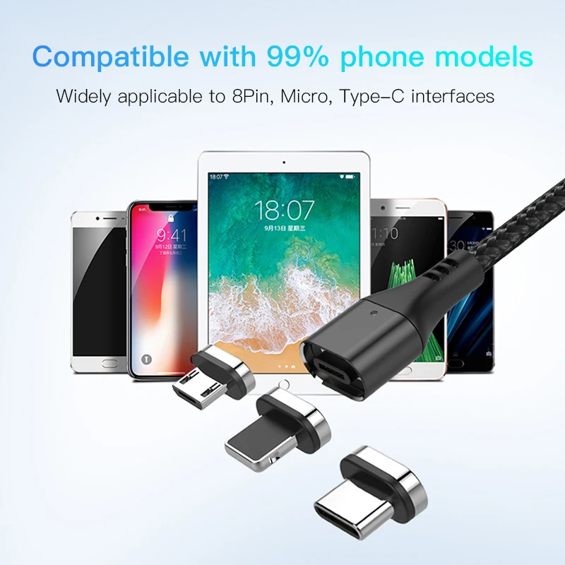 NOHON Магнитный кабель 3A супер быстрая зарядка для iphone XS MAX XR Micro usb type C для samsung huawei Xiaomi 9 магнитные кабели для передачи данных