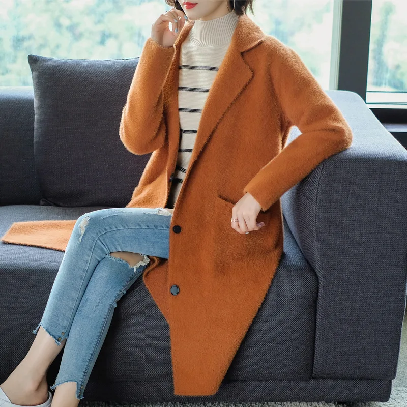 

Women Sweater Long Cardigan 2018 New Fashion Autumn Winter Long Sleeve Loose Square Collar Cardigan Female Sweaters Long Coat