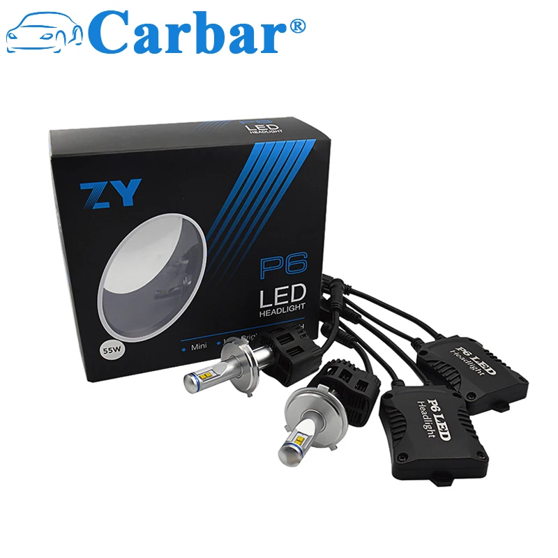 

Carbar# 2Pcs P6 Car LED Headlight Bulb Conversion Kit H4 Hi/Lo 55W 5200LM Per Bulb 6K 5K 4K LED Headlamp Light Error Free H4 LED