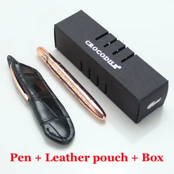 

Mini Crocodile 9cm ballpoint pen rose gold and leather pouch Neat Convience Office Supplies Luxury Metal gift pens