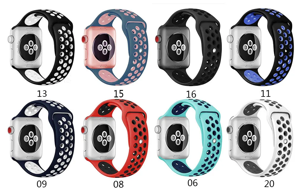 NK6 Спорт силиконовый ремешок дышащий отверстие замена ремешок для Apple watch series 1 2 3 4 ремешок 40/44 мм 38/42 мм браслет