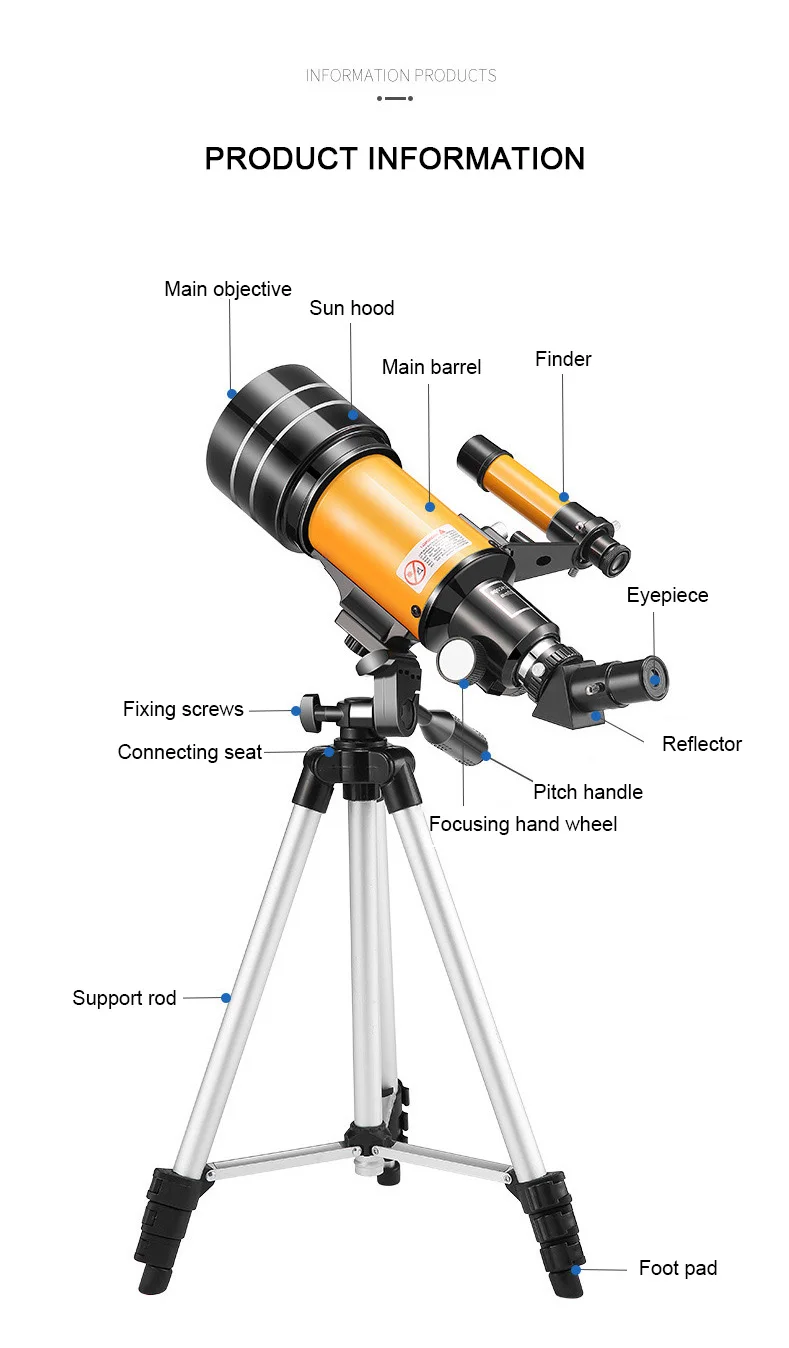 Professional Refractor Astronomical Telescope night vision monoculars view star moon for kids beginers Children's birthday gift