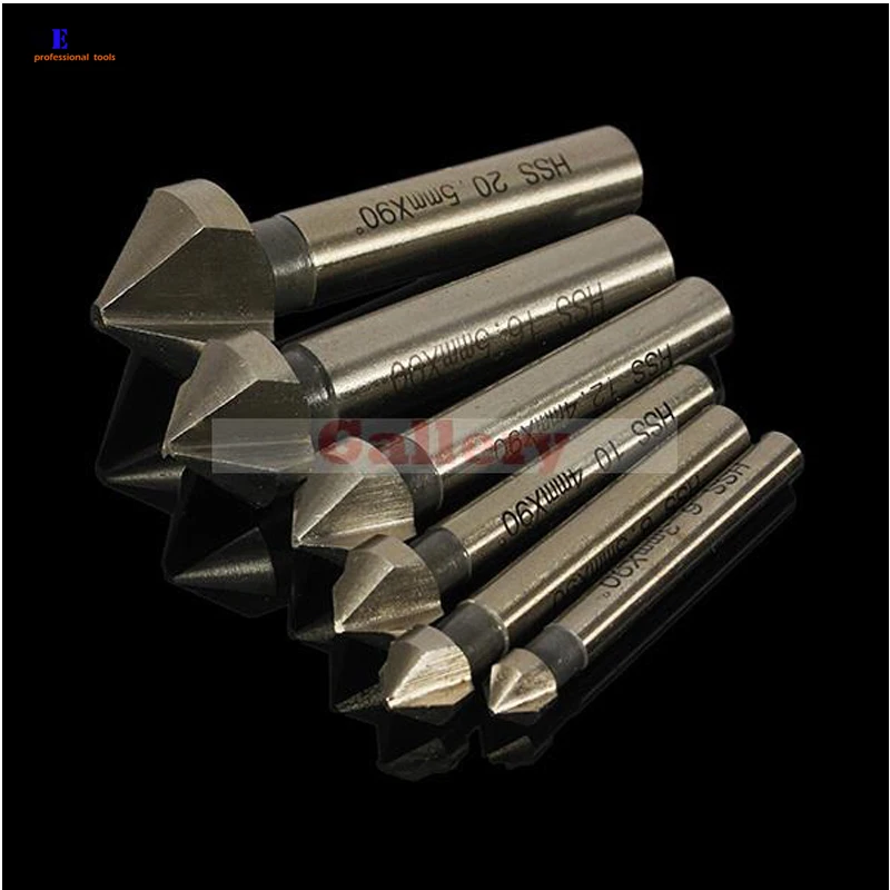 6 Pcs 6.3mm 20.5 Mm 90 Degrees Hss Countersink Drill Bits Chamfer