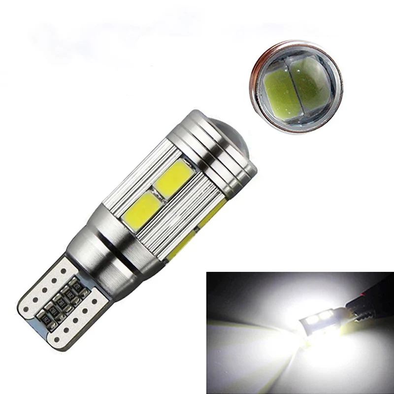 

10Pcs Auto LED Canbus T10 10 SMD 5630 5730 W2.1x9.5d W5W 192 194 White 12V Car wedge parking light width lamp marker light bulb.
