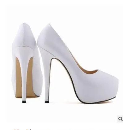 Loslandifen/женские вечерние туфли-лодочки ярких цветов с круглым носком на платформе Модные женские вечерние туфли на высоком каблуке из искусственной кожи; большие размеры 35-42 - Цвет: white patent