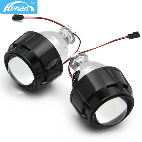 RONAN 2,5 HID Xenon конечные линзы проектора bi Xenon Парковка автомобиля стайлинг фары DIY лампа для H1Bulb с кожухами H4 H7 разъем - Цвет: Black Shrouds Lens