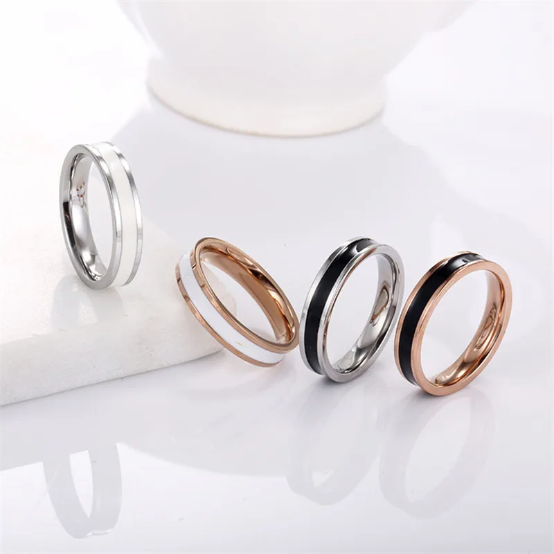 Korean Style Rose Gold Titanium Steel Rings For Women Couple Rings