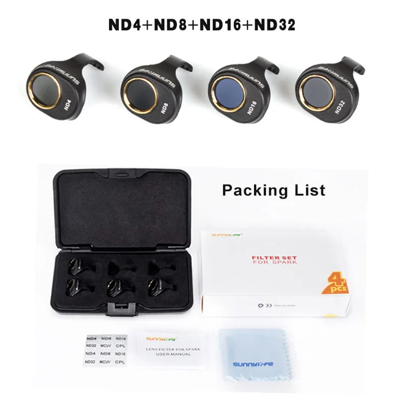 DJI Spark lens Filter 4Pcs ND4/8/16/32 Lens Filter Kit For DJI Spark