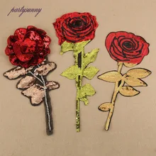 Вышивка блестками Патчи Высокого Класса Золотая Роза Ручной Швейной Блестка Патч Одежда Аксессуары Аппликация Пользовательские Домашние Ремесла TB053