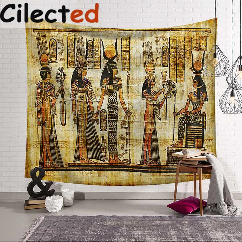 

Cilected Ancient Egypt Printed Mandala Tapestry Gold Cleopatra Hanging Wall Art Tapestry 150X130cm/203X150cm Home Decorative