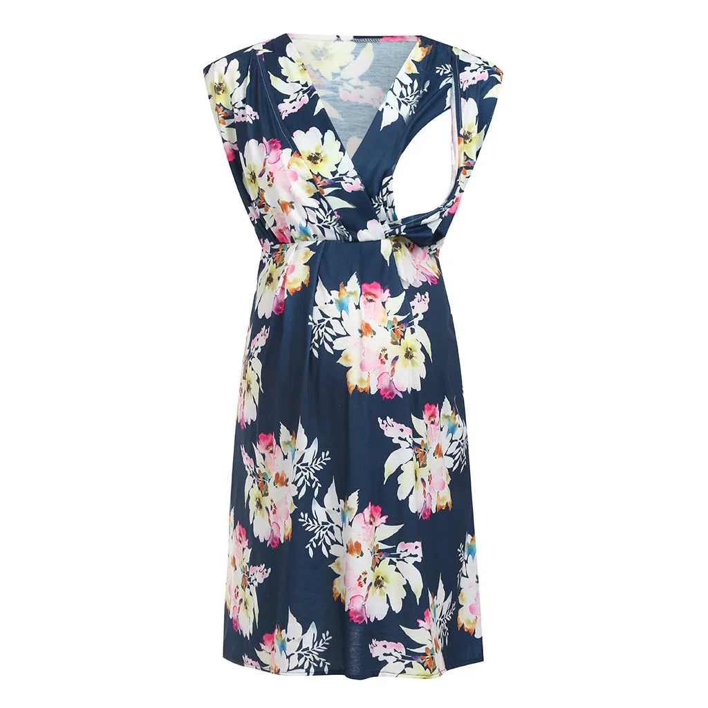 

Summer 2019 Women Sleeveless Pregnant Maternity Dress Flower Nursing Pregnancy Casual maternity dress for photography #YL1