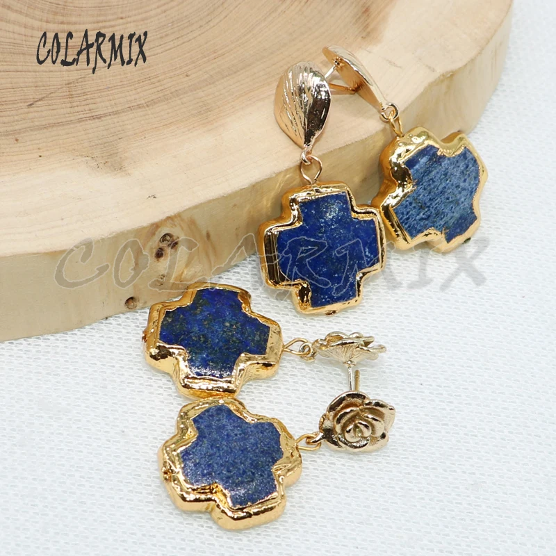 

5 pairs Blue stone earrings cross earrings dangle earrings gems jewelry for women earrings gift 4966