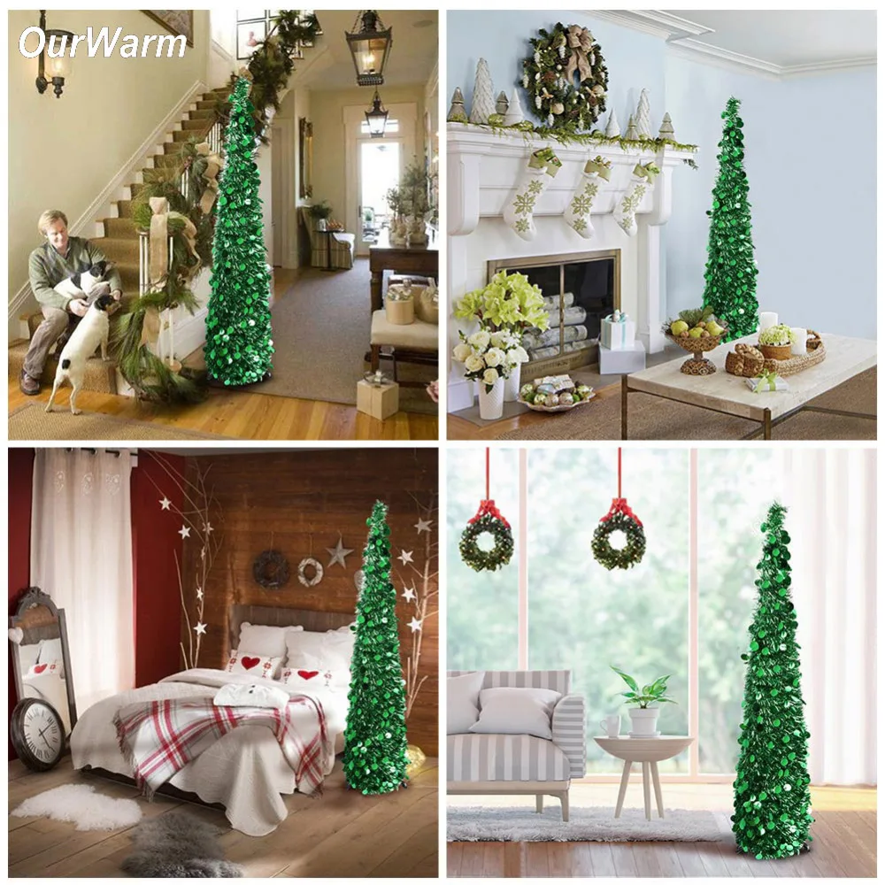 OurWarm Christmas Tree Decorations Artificial Christmas Trees Pop Up 2018 New Year Decor for Home Easy to Store and Pull Up in Trees from Home & Garden on