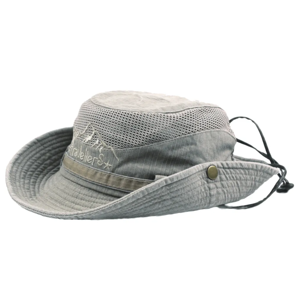 

feitong 2019 Outdoor Mens Cotton Embroidery Visor Mesh Bucket Hats Fisherman Hat Outdoor Climbing Cab#y25