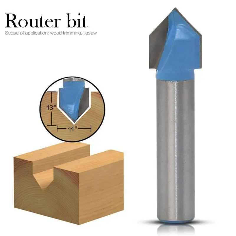 

1pc 8mm Shank 90 Degree V Shape Chamfer End Mills Router Bit For Woodworking 3D Milling Cutter
