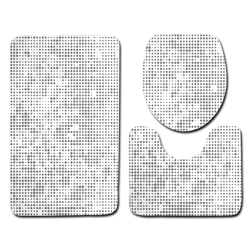 3pcs Non Slip Bath Mat Toilet Bath Mats Black and White Dot Geometric