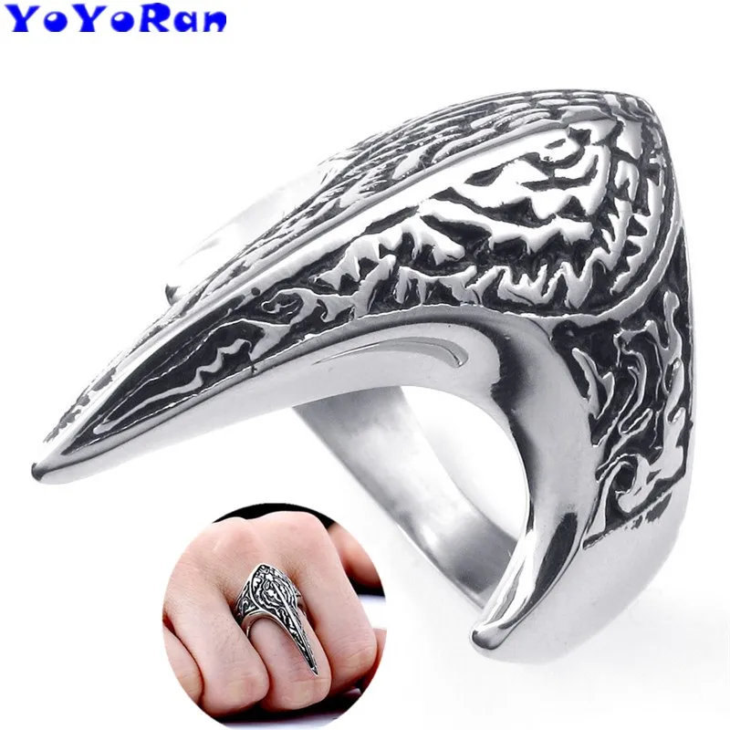 

YoYoRan 1pc man poignant Eagle Claw finger ring vintage silver phoenix firebird ring fashion jewelry animal rock punk ring gift