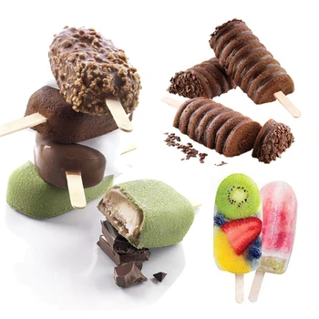 

4 Cell Silicone Ice Cream Molds Homemade DIY Fruit Juice Popsicle Molds Mini Frozen Dessert Tools Lolly Mould with Free Sticks