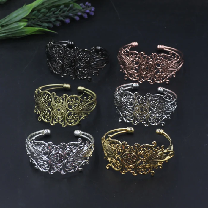 

Mixed color can choose Adjustable Filigree Cuff bracelet blank--- 65x60mm