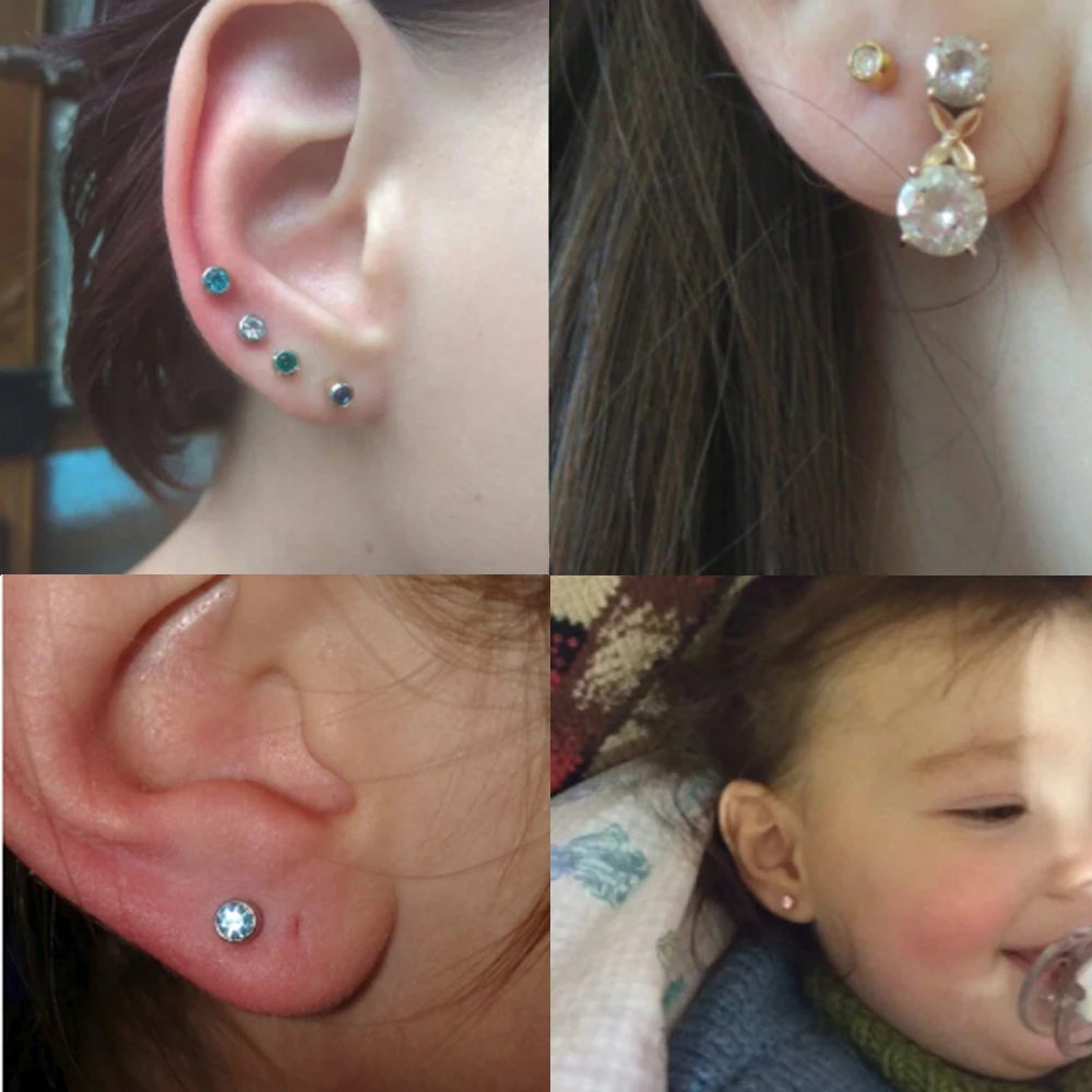 Disposable Sterile Safety Nose Ear Piercing Unit Cartilage Tragus Helix Piercing Gun Tool Kit Build In Ear Studs Earring Jewelry