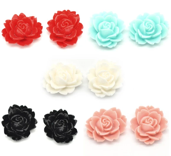 50pcs Mixed Flowers Resin Flatback Embellishment Charms for DIY Phone Case