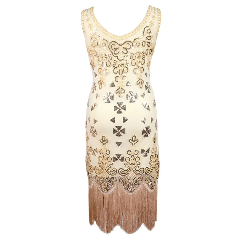 Elegant Female Mini Sexy dress V collar Slim Sleeveless 1920 s Gatsby Dress Pack hip Irregular hem Women Sequined Party dresses (6)