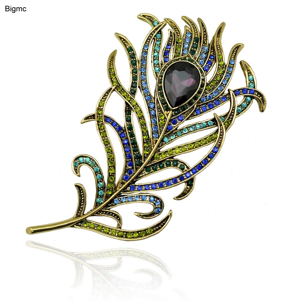 Feather brooch retro big corsage Korean version of jewelry men brooch