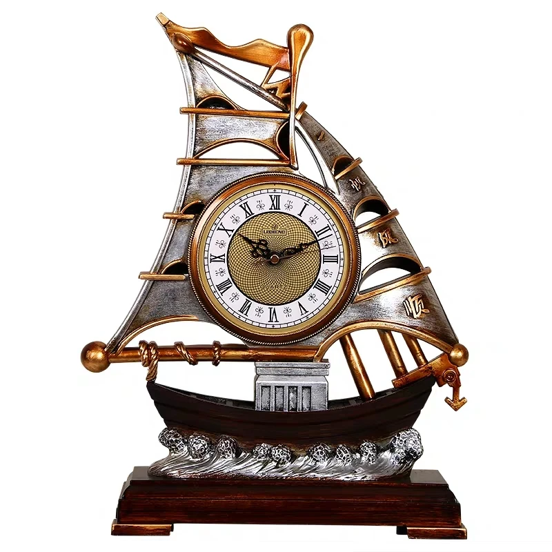 

12-inch clock base pendulum clock smooth sailing creative table clock household atmospheric European-style decorative living roo