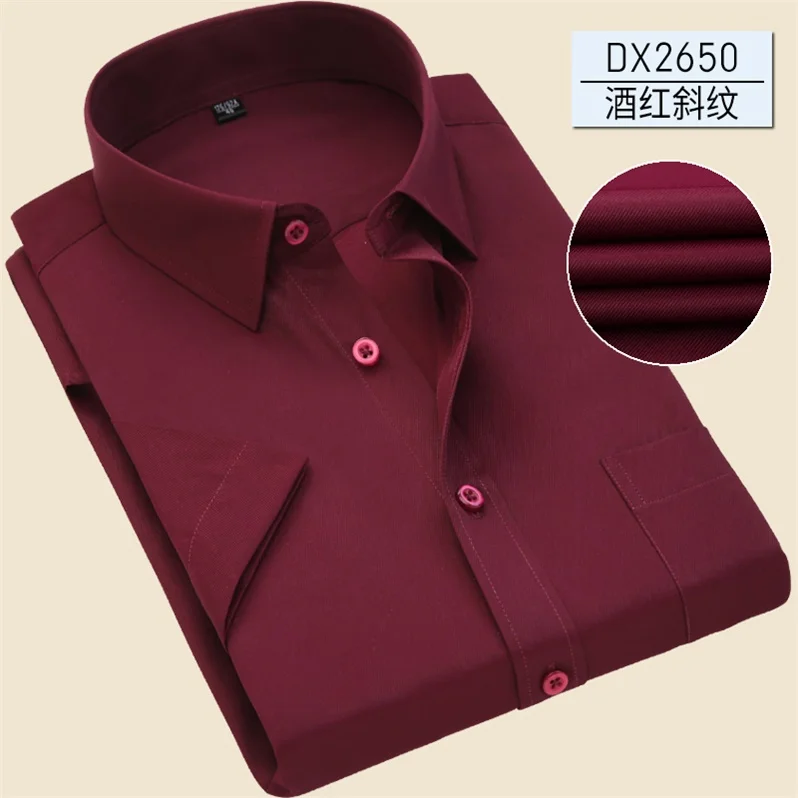 DX2650 Plus Size 5XL 6XL 7XL Business Casual Easy-Care Striped Twill Pure Color Short Sleeve Men Dress Shirt Large Big Blue Green - Цвет: DX2650