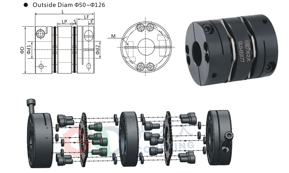 GLB 45# сталь 8 Винт высокой жесткости двойной зажим диафрагмы серии GND муфта вала